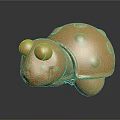 Golden Turtle Small Shiny Metallic Decorative Figurine on Black Surface