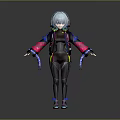 Anime Style 3D Character With Blue Short Hair Headphones And Colorful Outfit