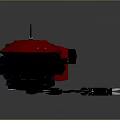 Red Top Black Body Spacecraft With Antenna And Base Structure For Space Exploration