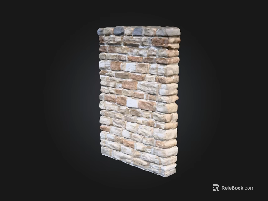 Natural Stone Building Exterior Wall With Mixed Color Textured Design And Rustic Pattern 3d model 
