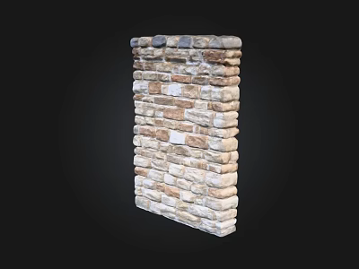 Natural Stone Building Exterior Wall With Mixed Color Textured Design And Rustic Pattern 3d model