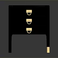 Sleek Black Modern Nightstand With Three Drawers Gold Handles And Legs