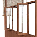 Folding Window Curtain Bamboo Curtain Log Window 3d model