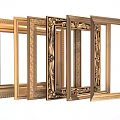 Multiple Ornate Golden Picture Frames With Carved Patterns And Various Designs