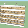White Frame Display Shelves With Wooden Layers And Top Handles For Retail
