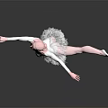 Woman Ballerina Wearing White Tutu With Pink Hair Performing Dancing Pose On Dark Background