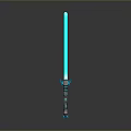 Blue Lightsaber Weapon With Glowing Blade Detailed Hilt And Sci Fi Design