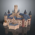 Medieval Castle Architecture With Stone Towers Spires And Gray Roof Design