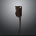 Rusty Metal Structure With Weathered Surface And Vertical Stand Base Design
