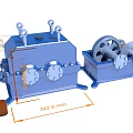 Industrial Equipment Blue Gear Mechanical Structure With Metal Housing Components