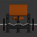 Gym Strength Training Fitness Equipment With Orange Seat Red Wheels And Sturdy Metal Frame
