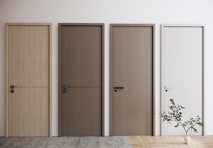 Modern swing door bedroom door single door wooden door 3d model