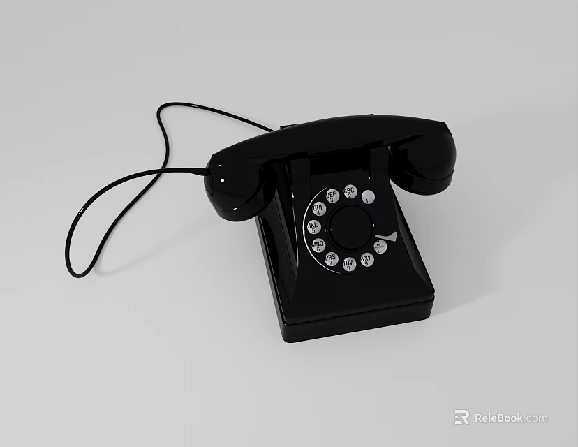 Vintage Black Rotary Telephone Classic Retro Wired Communication Device With Dial Pad 3d model 