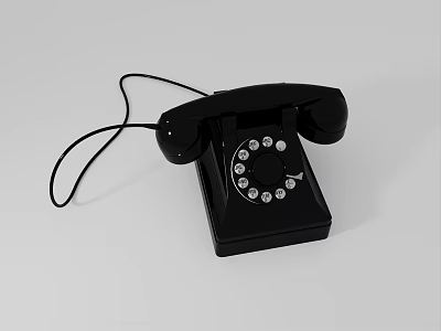 Vintage Black Rotary Telephone Classic Retro Wired Communication Device With Dial Pad 3d model