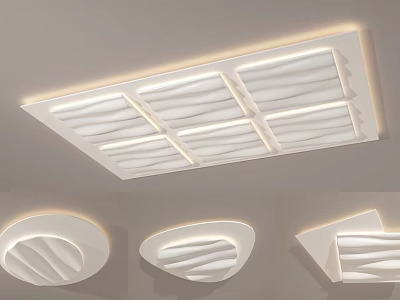 Modern Flush Mount Ceiling Lights With Wave Texture And Various Shapes For Contemporary Spaces 3d model