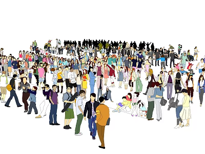 Many People Gathering In Public Area With Diverse Activities And Interactions 3d model