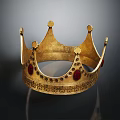 Elegant Golden Crown Headwear with Red Gemstones and Intricate Carvings