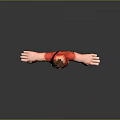 Muscular Cartoon Character In Red Outfit With Brown Hair And Outstretched Arms