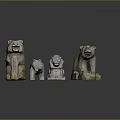 Decorative Animal Statues Display With Bear Elephant Lion And Stone Craft Details