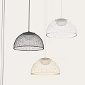 Modern Hemispherical Pendant Lights With Mesh Design In Black White And Gold Tones