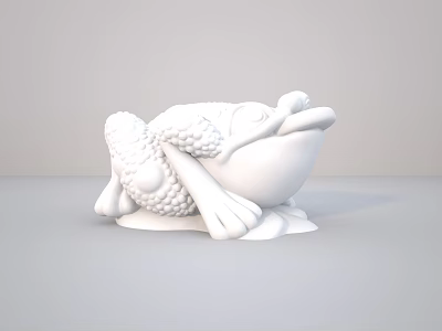 White 3D Printed Frog Sculpture With Detailed Textured Body And Limbs 3d model