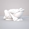 White 3D Printed Frog Sculpture With Detailed Textured Body And Limbs