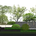 Modern Landscape Wall With High Rise Buildings Green Plants And Lush Bushes