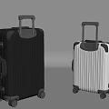 Black And White Metallic Striped Suitcases With Telescopic Handle And Wheels