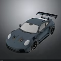 Blue Sports Car With Sleek Body Design And Rear Wing Details