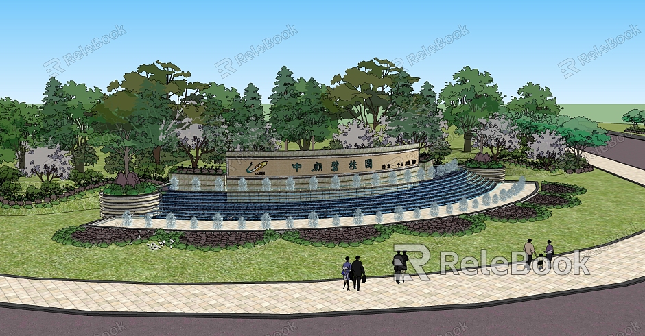 Modern Landscape Wall Park Entrance Landscape Wall model