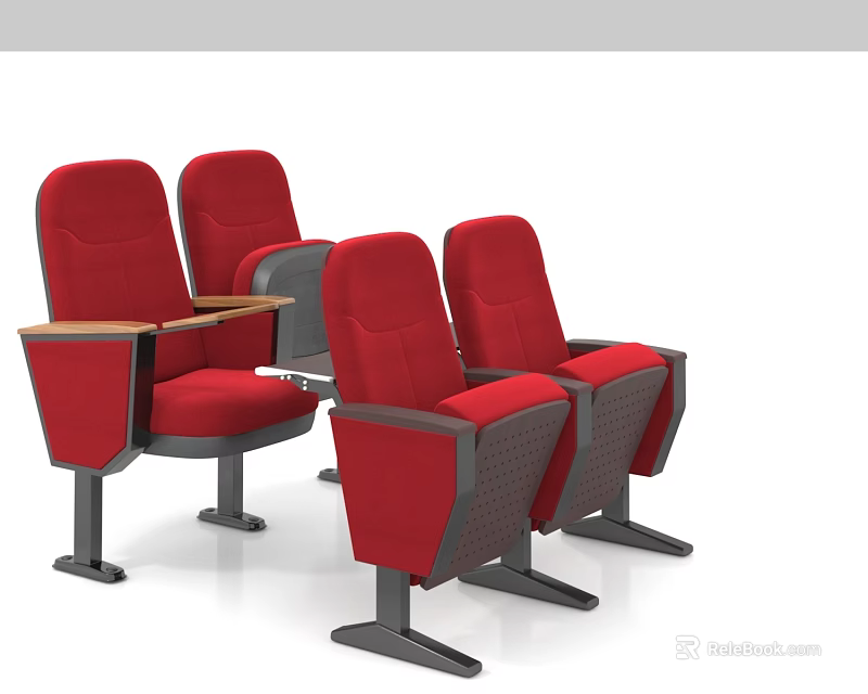 School Auditorium Red Seats With Comfortable Armrests And Stable Structure 3d model
