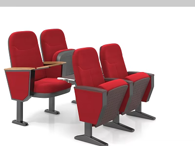 School Auditorium Red Seats With Comfortable Armrests And Stable Structure 3d model