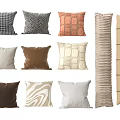 Assorted Decorative Pillows Featuring Checkered Geometric Striped And Solid Color Designs 3d model