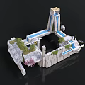 3D Decorative Scene Structure With Waterfall Pool Plants And Stone Platforms