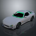 White Sports Car With Green Accents Sleek Design And Alloy Wheels
