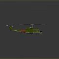 Green Helicopter Aircraft With Red And White Striped Rotors And Tail Structure Design