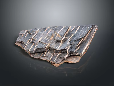 Natural Wood Stone Slab With Dark Brown Stripes And Unique Textural Pattern 3d model