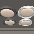 Modern Round Flush Mount Ceiling Light With White Illumination And Sleek Gray Frame 3d model