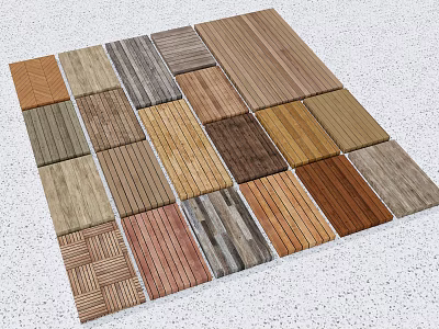 Diverse Wooden Flooring Samples With Various Wood Colors Grains And Patterns 3d model