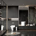 Modern Bathroom Interior Design With Freestanding Bathtub Large Mirror And Marble Walls