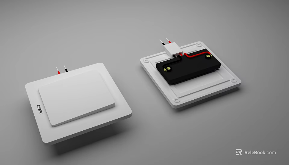 White Enclosed Electronic Module With Black Internal Components And Colored Wires 3d model