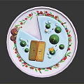 Festive Christmas Cake With White Frosting Red Base And Green Tree Decorations On Stand