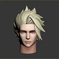 Game Movie Character 3D Model Head With White Spiky Hair And Blue Eyes