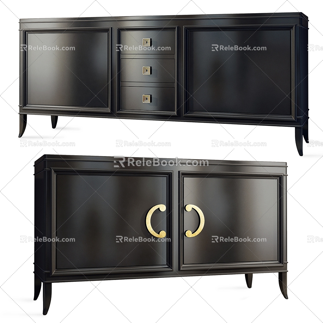 Jane European Black Decorative Cabinet TV Cabinet Sideboard 3d model