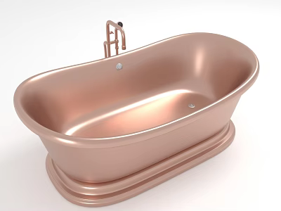 Copper Freestanding Bathtub With Polished Faucet For Elegant Bathroom Interior Design 3d model