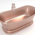 Copper Freestanding Bathtub With Polished Faucet For Elegant Bathroom Interior Design