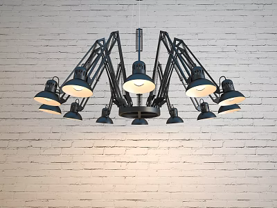 Modern Black Metal Chandelier With Multiple Adjustable Arms And White Light Fixtures Design 3d model