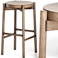Solid Wooden Bar Stool With Crossed Leg Design For Modern Home Decor 3d model