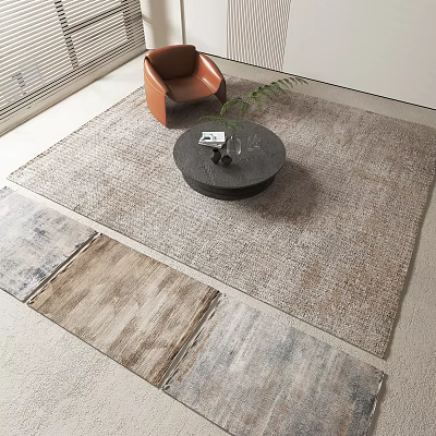 Square Rugs In Living Room With Armchair And Coffee Table 3d model