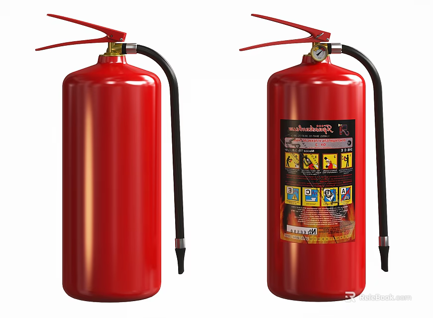 Red Fire Extinguishers Essential Fire Safety Equipment for Home and Office 3d model 